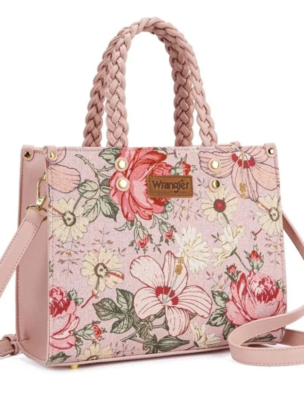 Wrangler Floral Print Braided Tote Bag Pink NWT